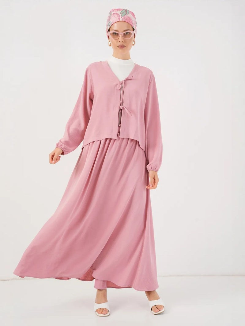 BIG DART BDART V-neck Tie Closure Blouse & Maxi Skirt Two-Piece Coord Set - Image 4